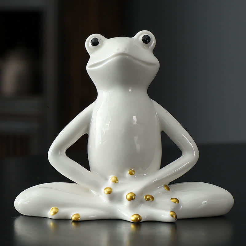 ATELIER-TIBET Statue décorative en céramique représentant une grenouille zen en méditation