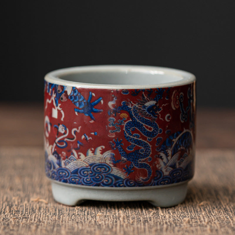 ATELIER-TIBET Porte-Encens Zen en Céramique – Série Bateau Lotus & Pêcheur (6 cm)