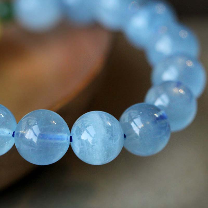 ATELIER-TIBET – Bracelet Sérénité en Aigue-Marine & Ambre Naturels 8 mm | Harmonie & Apaisement Symbolique