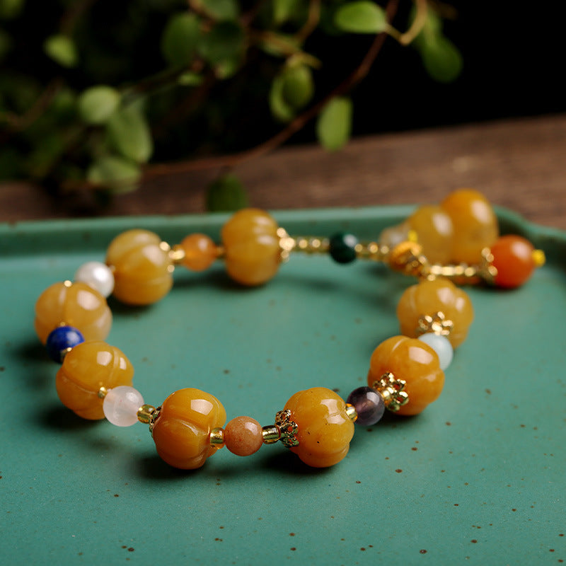 ATELIER-TIBET – Bracelet Pixiu Wealth en Jade Soie Dorée Naturel 10 mm | Abondance & Protection Symbolique