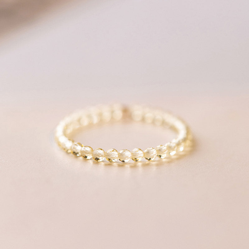 ATELIER-TIBET – Bague Prospérité en Citrine Naturelle – Plaqué Or 14 Carats – Anneau Lumineux Unisexe