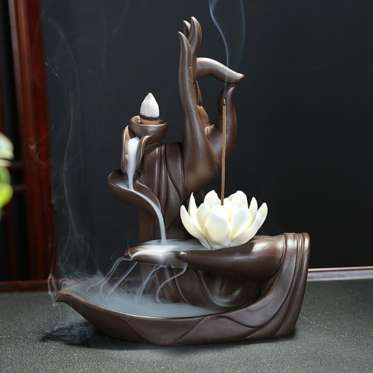 ATELIER-TIBET Cascade d’Encens « Prière de Bouddha » – Encensoir en Céramique + 10 cônes offerts