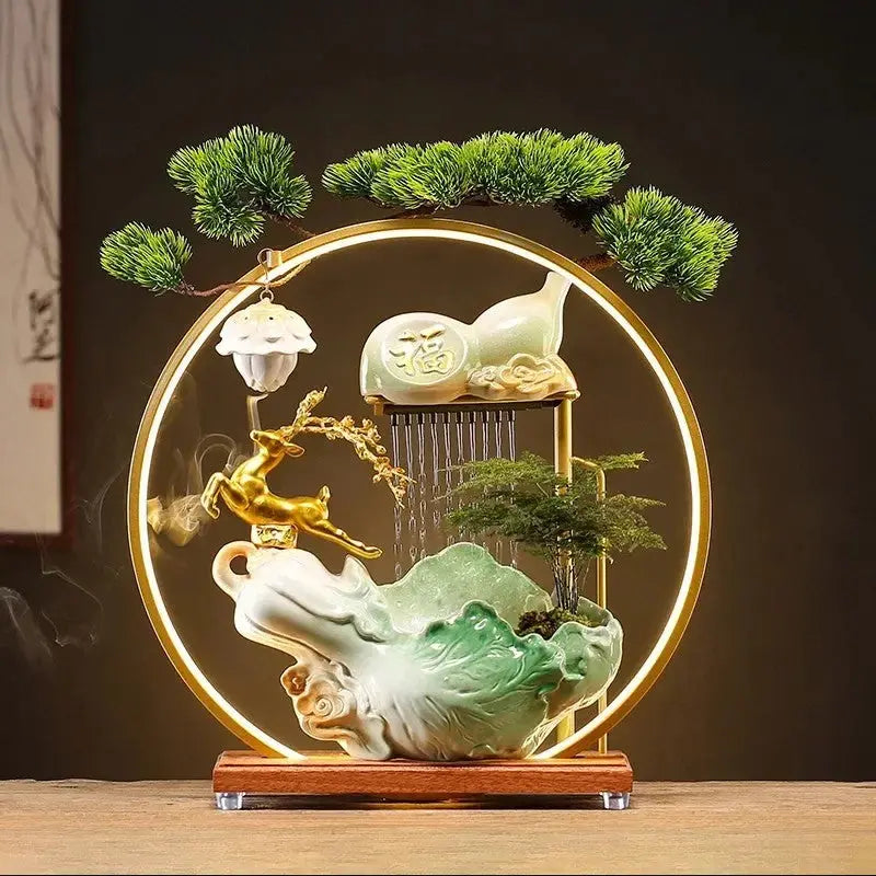 ATELIER-TIBET – Grâce Dorée · Fontaine d’Encens LED au Cerf