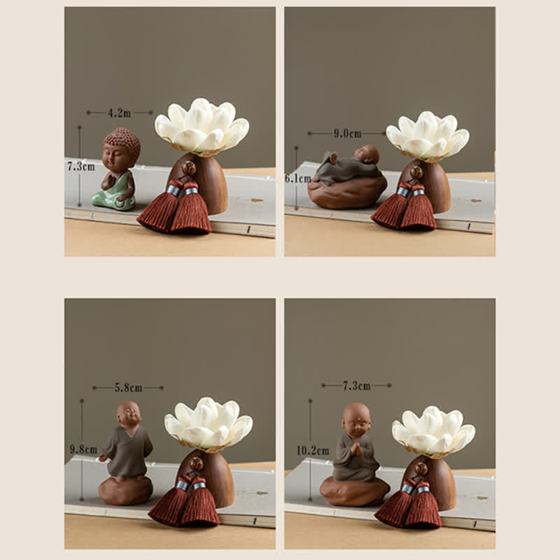 ATELIER-TIBET – Statue Bouddha en Bois de Pêcher Noir 5,4 cm | Décoration Zen Fleur