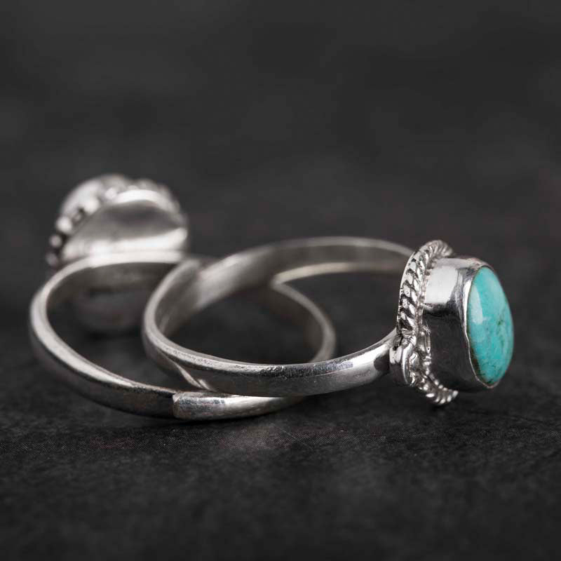 ATELIER-TIBET – Bague Sagesse en Turquoise Naturelle & Argent Sterling 925 – Ajustable Unisexe