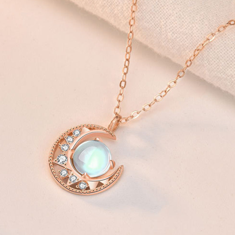 ATELIER-TIBET – Collier Lune en Pierre de Lune Naturelle et Argent Sterling 925
