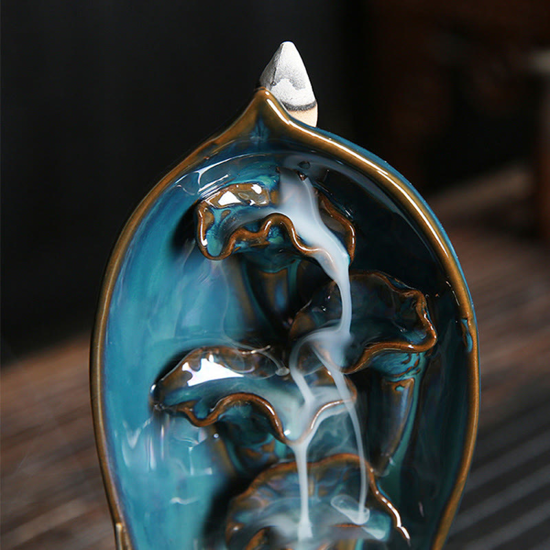 ATELIER-TIBET Brûleur d'encens à cascade Buddha Stones Porte-encens à reflux