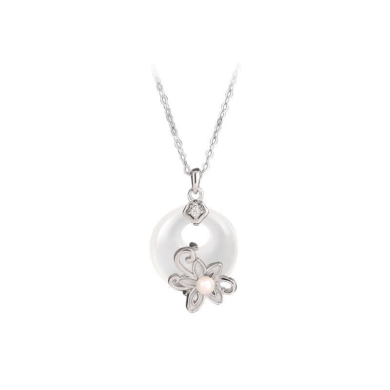 ATELIER-TIBET – Collier Lotus en Calcédoine Naturelle & Argent Sterling 999