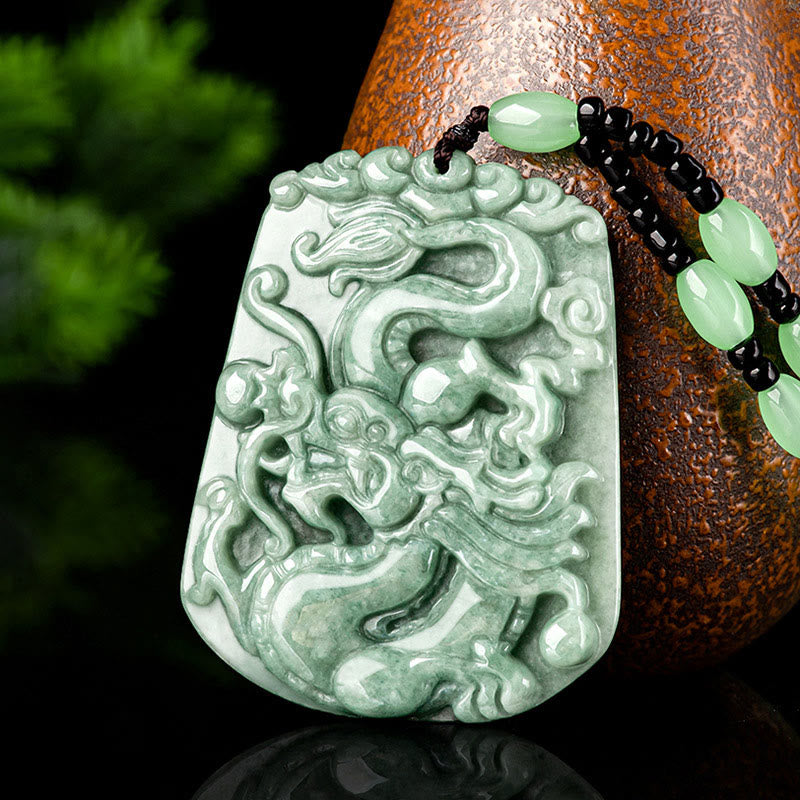 ATELIER-TIBET – Collier Dragon du Zodiaque Chinois en Jade Naturel