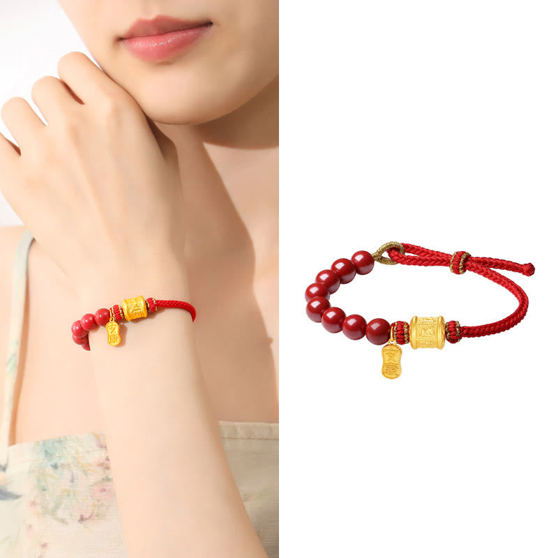 ATELIER-TIBET Bracelet Cinabre & Mantra Argent 999 – Ancrage & Intention
