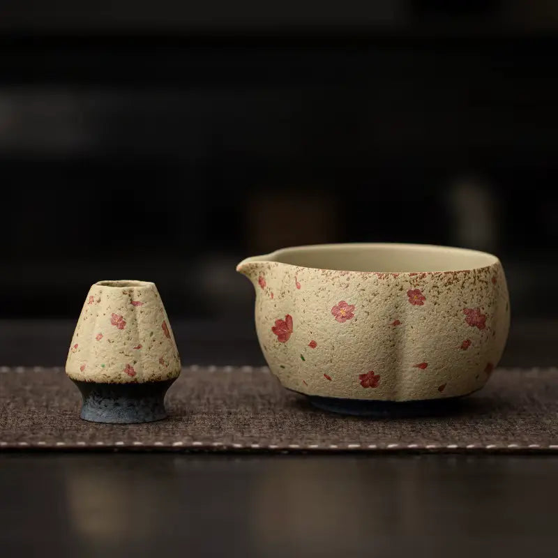 Coffret Matcha Japonais – Bol Fleuri Céramique & Bambou
