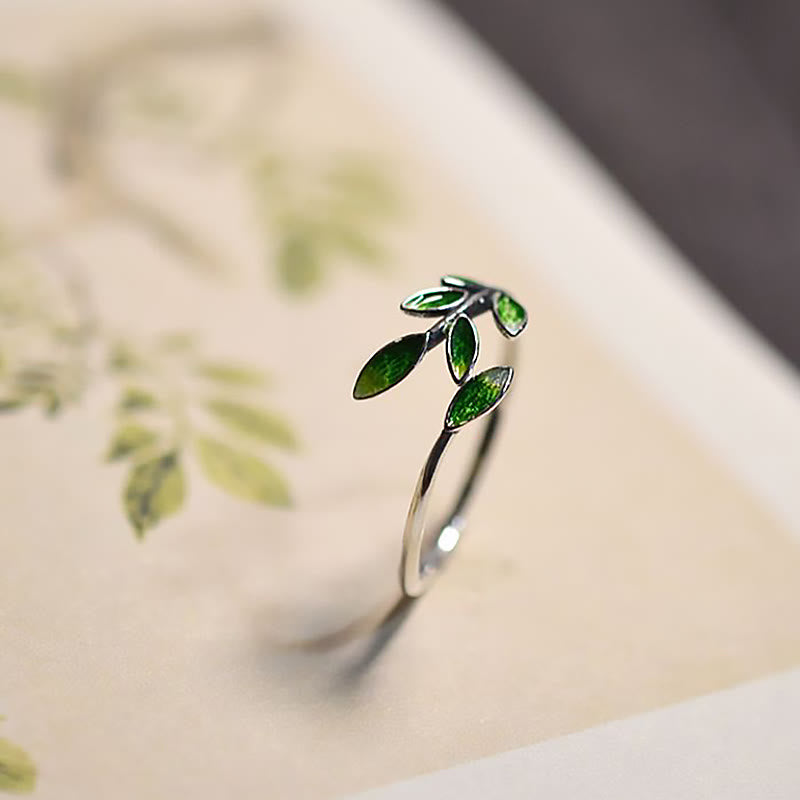 ATELIER-TIBET – Bague Ajustable en Cuivre Motif Feuilles de Prospérité 4 Un bijou symbolique inspiré de la croissance na