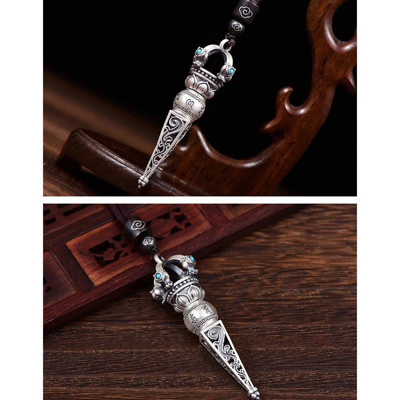 ATELIER-TIBET – Collier Om Mani Padme Hum avec Dorje Vajra Tibétain en Cuivre