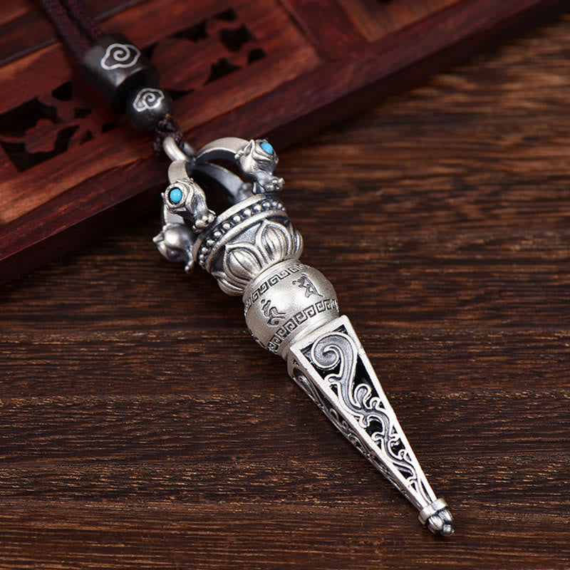 ATELIER-TIBET – Collier Om Mani Padme Hum avec Dorje Vajra Tibétain en Cuivre