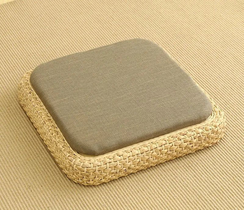 ATELIER-TIBET  – Coussin “TatamiSerenity” en Paille Naturelle – Assise Sol & Méditation Zen