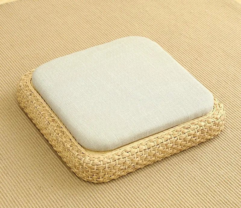 ATELIER-TIBET  – Coussin “TatamiSerenity” en Paille Naturelle – Assise Sol & Méditation Zen