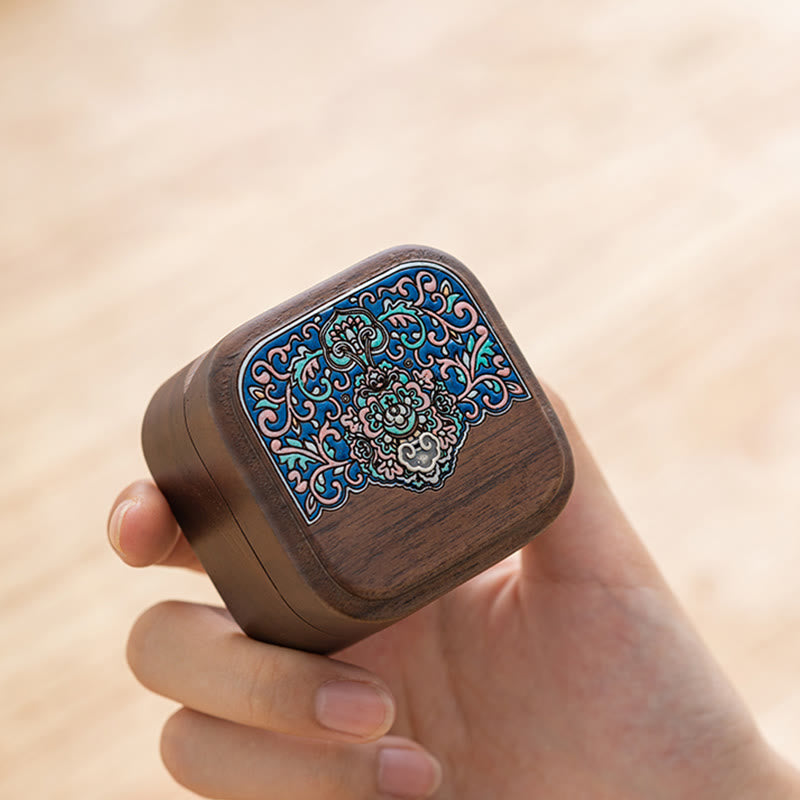 ATELIER-TIBET Boîte de rangement de bijoux en bois de noyer noir fait à la main rétro, boîte-cadeau en bois de feuille