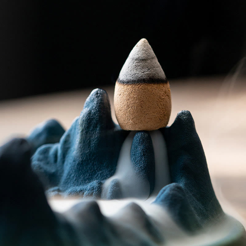 ATELIER-TIBET Brûleur d'encens à refoulement en céramique Creative Mountain River