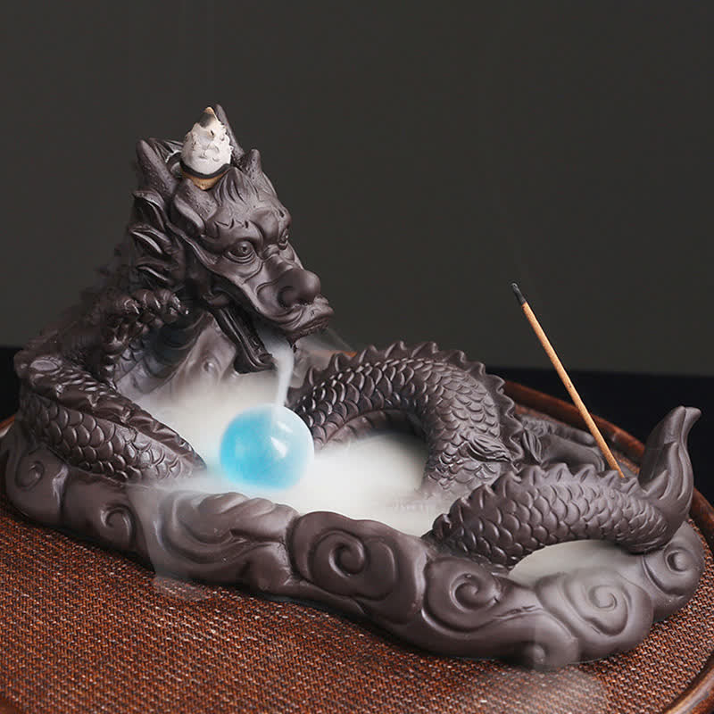 ATELIER-TIBET – Brûleur Dragon Argile Pourpre – Symbole de Chance et Protection