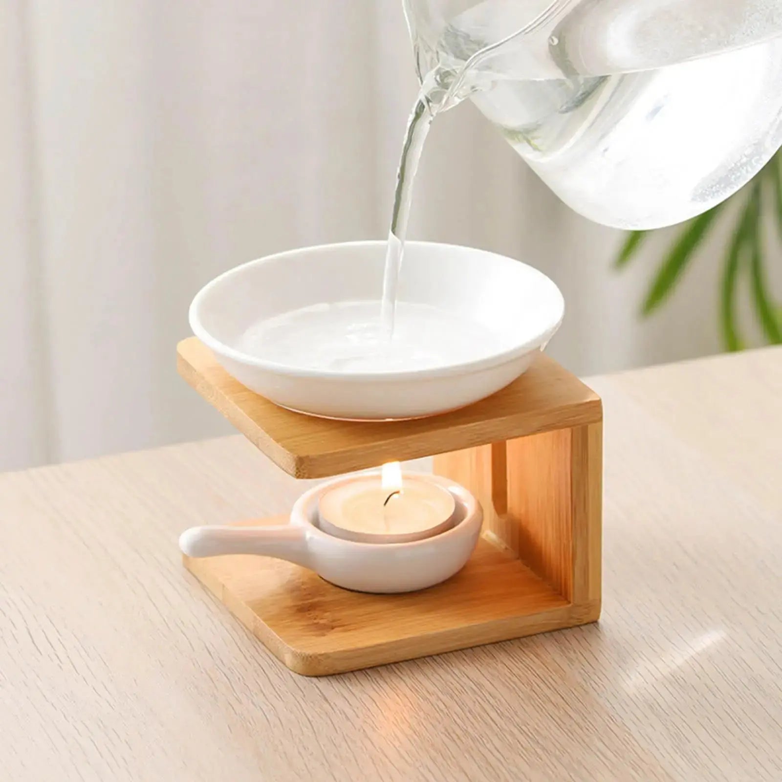 ATELIER-TIBET Diffuseur à Chaleur Douce en Bois et Céramique – Élégance Naturelle &amp; Parfum Subtil