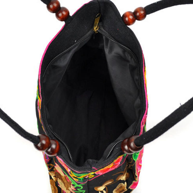 ATELIER-TIBET – Sac à Main en Toile de Coton Brodé Recto Verso – Symboles d’Abondance