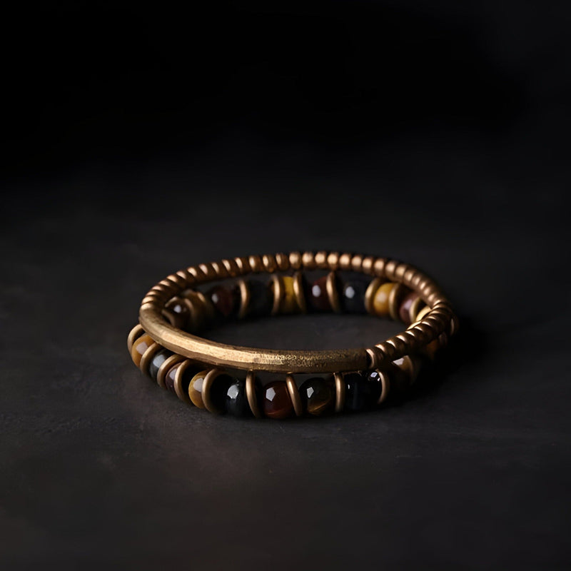 ATELIER-TIBET Bracelet en Cuivre avec Oeil de Tigre