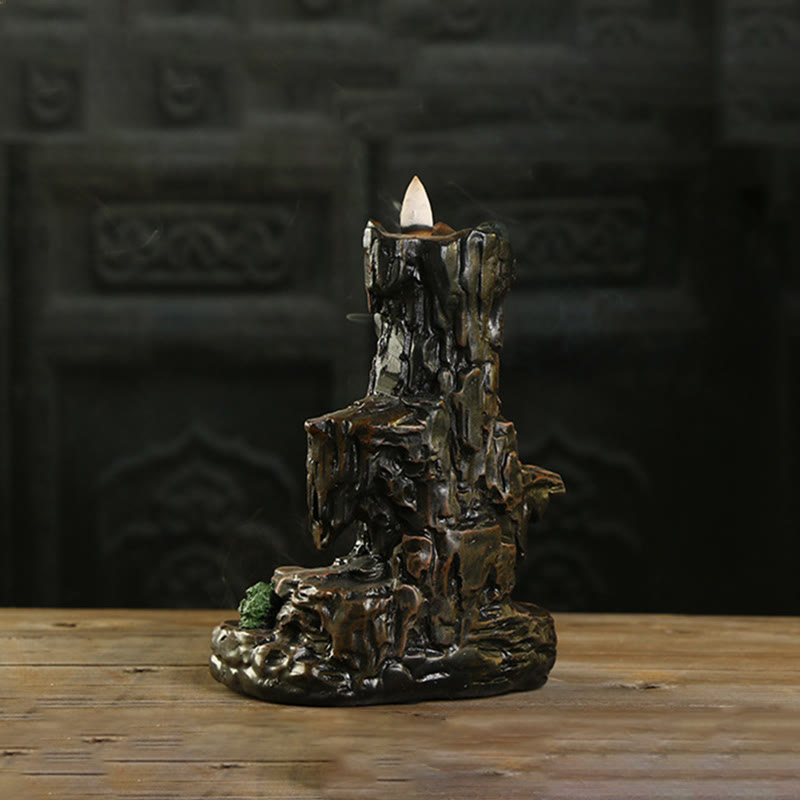 ATELIER-TIBET – Brûleur d’Encens Cascade en Résine – Effet Fumée à Reflux