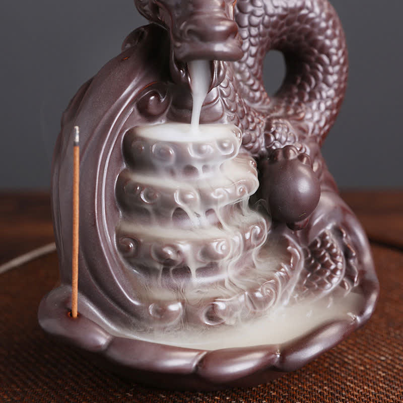 ATELIER-TIBET – Porte-Encens Dragon en Céramique – Énergie de Succès et Protection