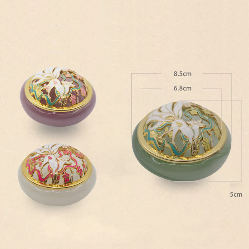 ATELIER-TIBET Brûleur d'encens de méditation de guérison en cristal de Liuli de renard à neuf queues de Buddha Stones