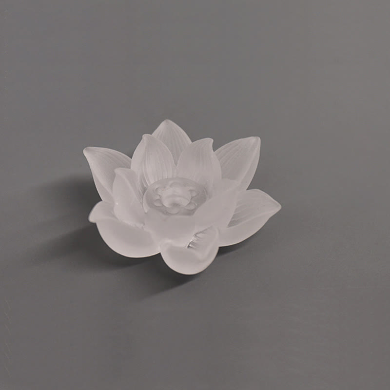 ATELIER-TIBET – Porte-Encens Lotus Blanc en Cristal Liuli – Méditation & Sérénité