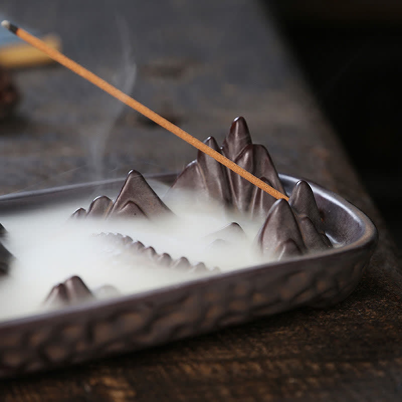 ATELIER-TIBET – Brûleur d’Encens Dragon en Céramique Montagne à Reflux