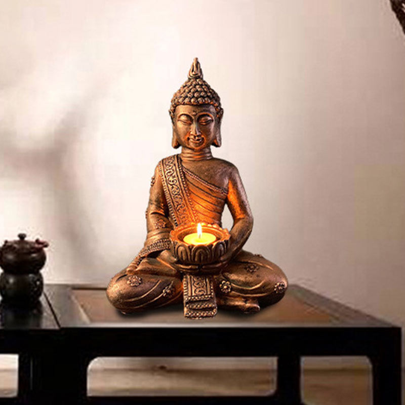 ATELIER-TIBET Bougeoir décoratif tibétain en Buddha Stones de Bouddha avec bénédiction du Bouddha