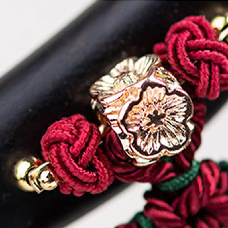 ATELIER-TIBET Pic à Cheveux Ébène & Pampille Rouge – 18 cm