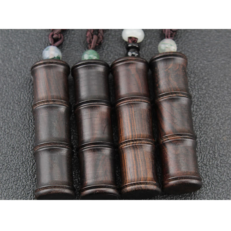 ATELIER-TIBET – Collier Ghau Tibétain en Bois d’Ébène & Motif Bambou