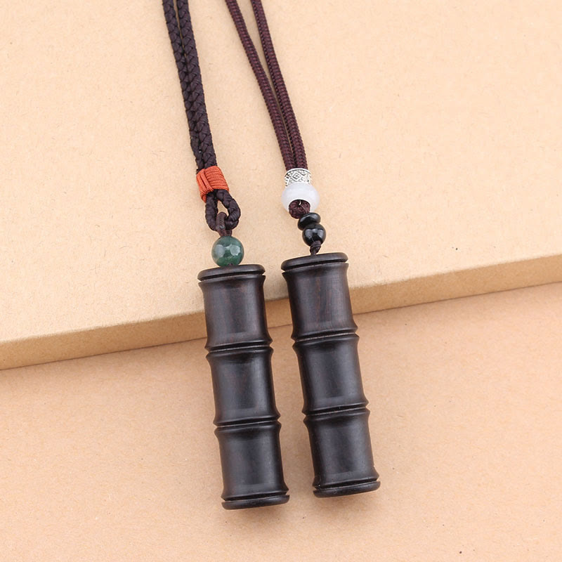 ATELIER-TIBET – Collier Ghau Tibétain en Bois d’Ébène & Motif Bambou