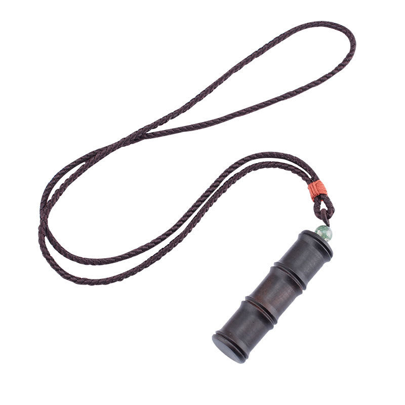 ATELIER-TIBET – Collier Ghau Tibétain en Bois d’Ébène & Motif Bambou
