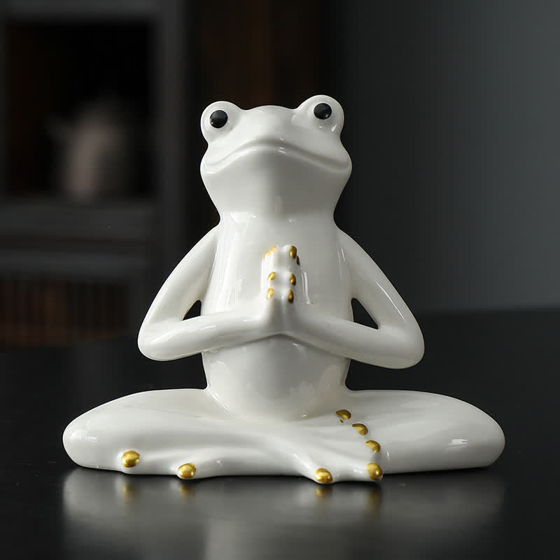 ATELIER-TIBET Statue décorative en céramique représentant une grenouille zen en méditation