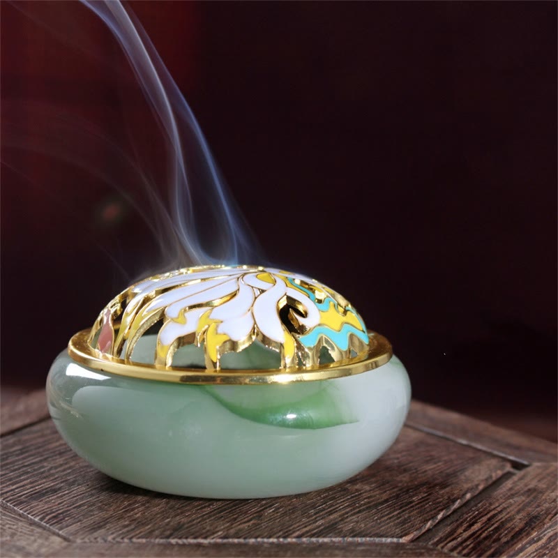 ATELIER-TIBET Brûleur d’Encens en Cristal Liuli Renard à Neuf Queues – Porte-Encens Cône pour Méditation
