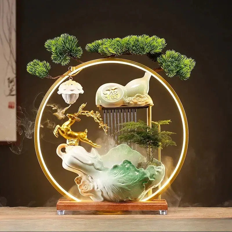 ATELIER-TIBET – Grâce Dorée · Fontaine d’Encens LED au Cerf