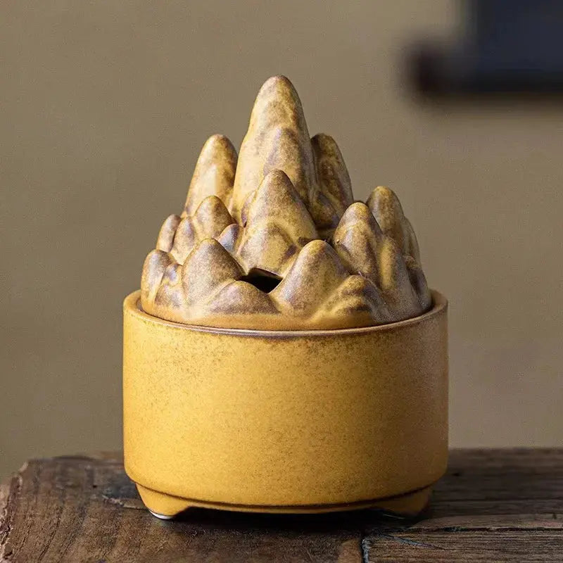 ATELIER-TIBET – Brûleur d’Encens Montagne en Céramique Dégradée, Ambiance Zen