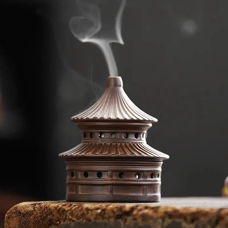 ATELIER-TIBET – Brûleur d’Encens Pagode en Céramique, Sérénité & Élégance