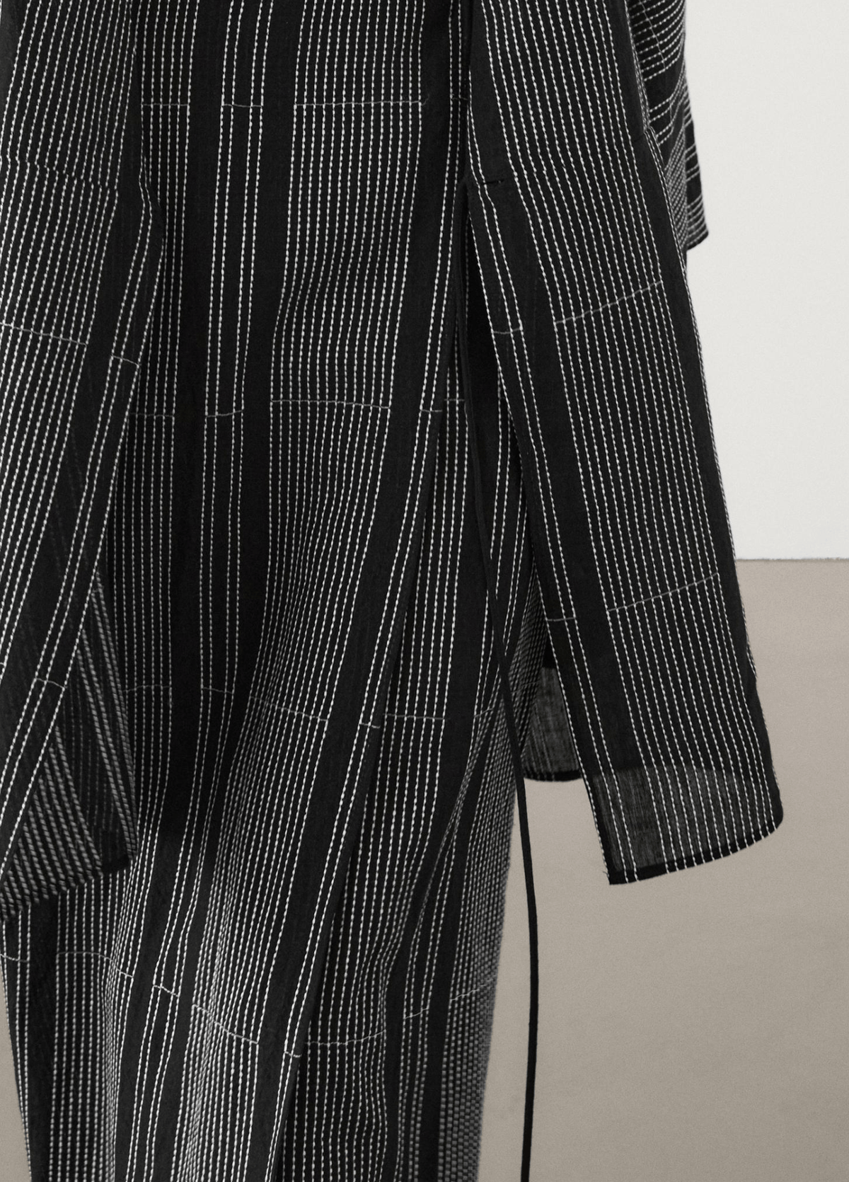 Ensemble kimono femme coton motif rayure noir – Shima