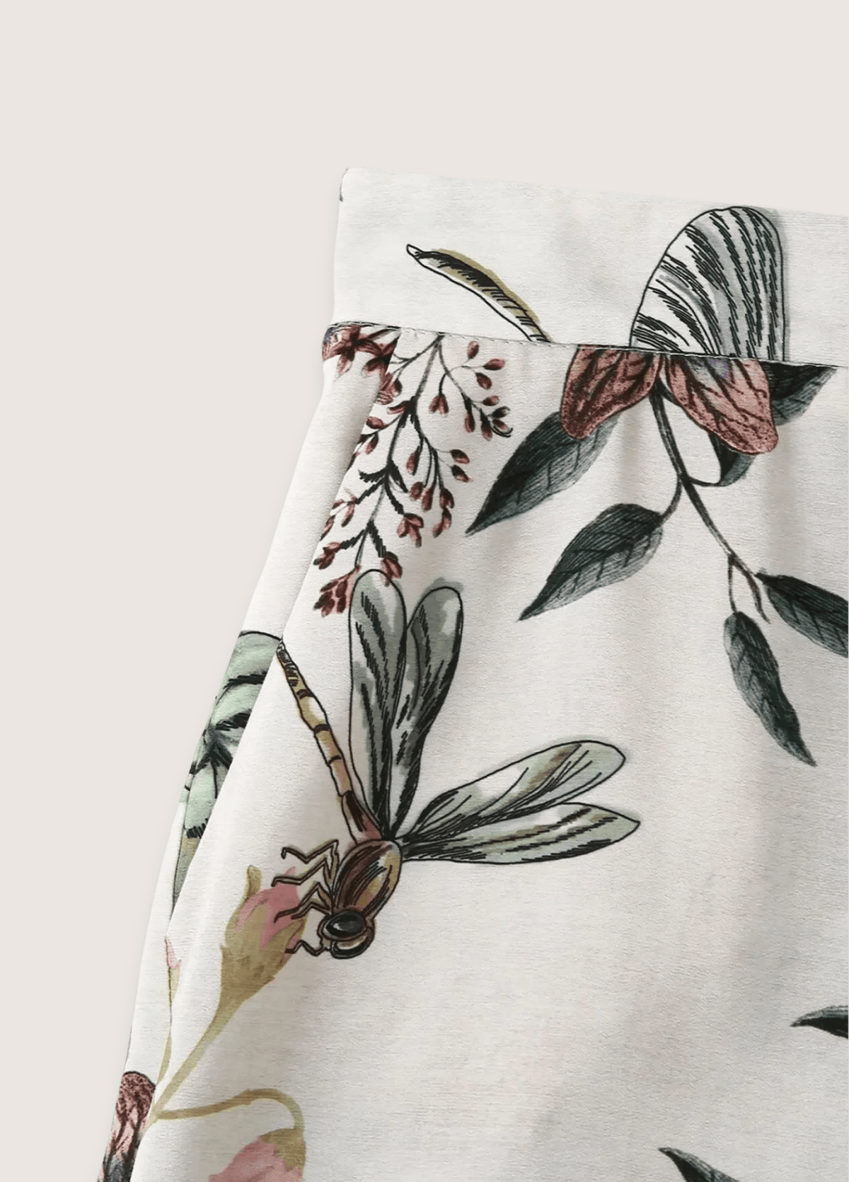 Ensemble kimono femme motif pivoine blanc – Yoko (pantalon seul)