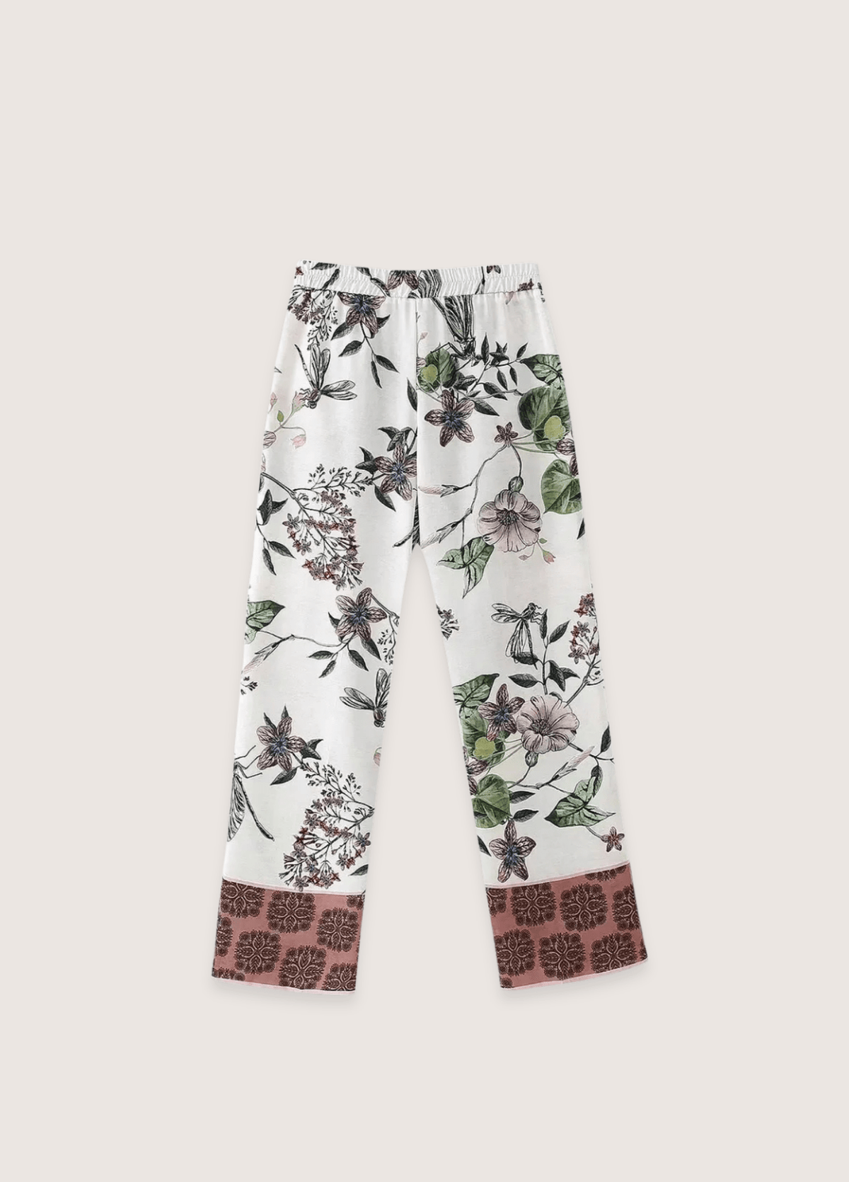 Ensemble kimono femme motif pivoine blanc – Yoko (pantalon seul)
