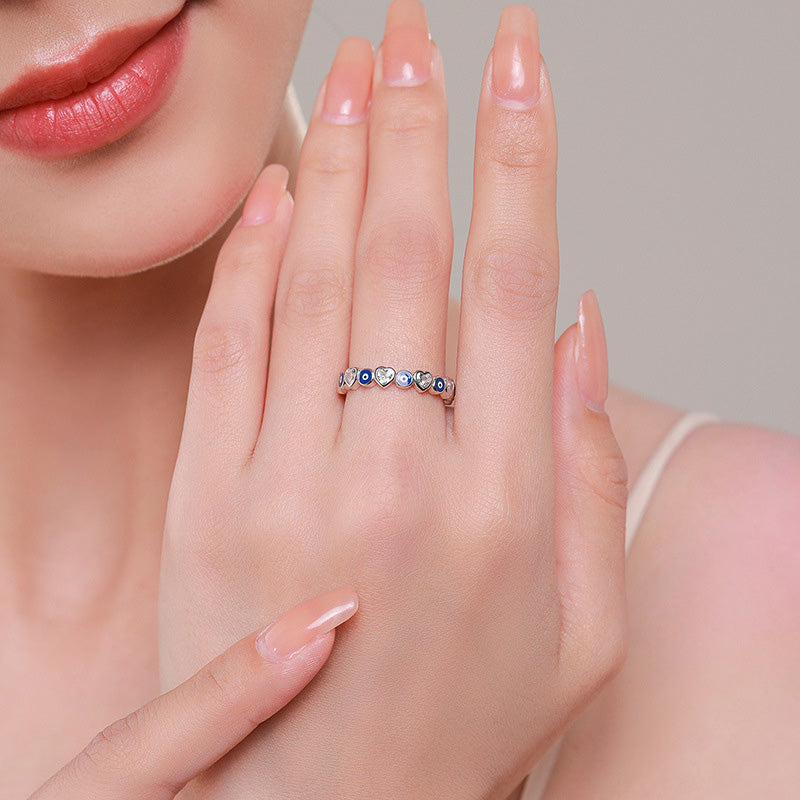ATELIER-TIBET Bague Cœur & Œil Protecteur Argent 925