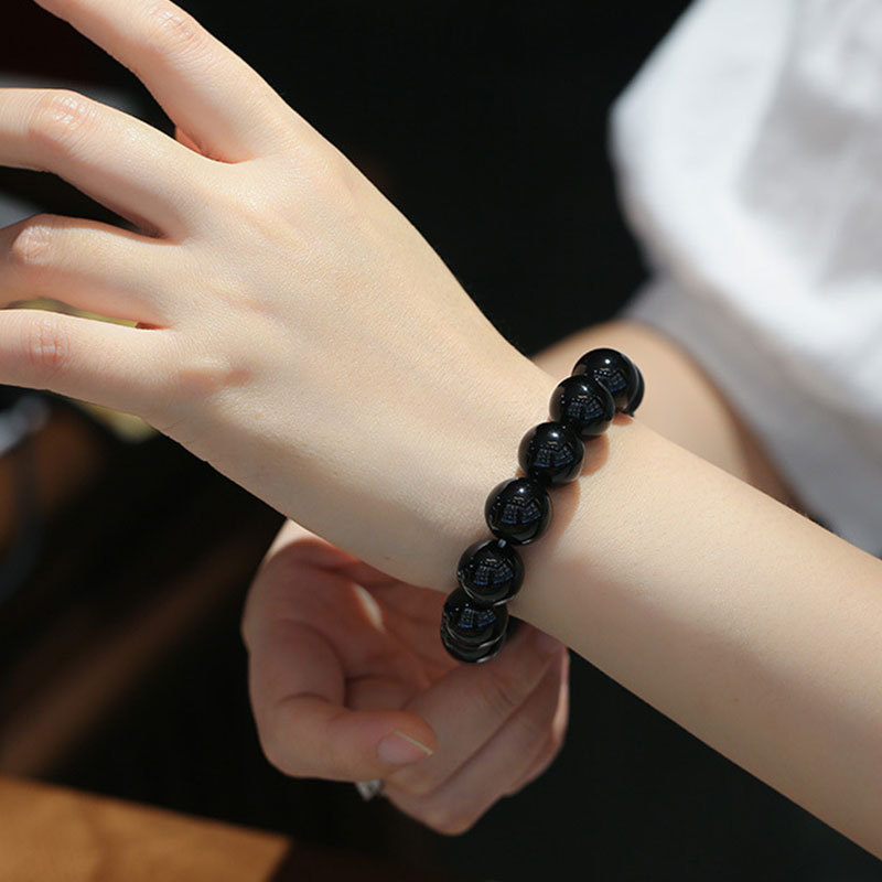 ATELIER-TIBET – Bracelet de Protection en Onyx Noir Naturel 14 mm | Ancrage & Stabilité Symbolique