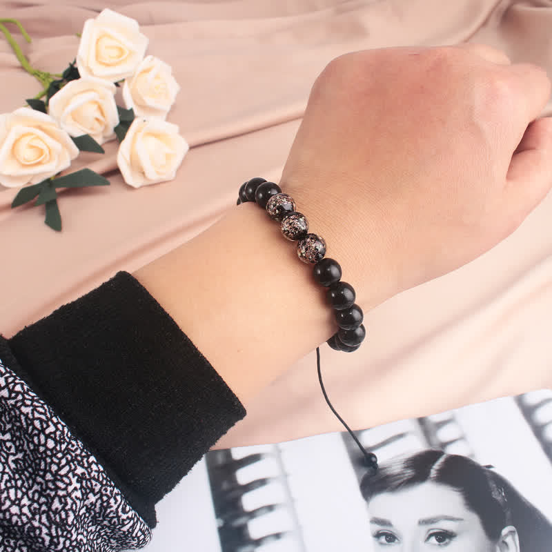 ATELIER-TIBET – Bracelet Force en Obsidienne Noire 10 mm & Pierre Lumineuse | Protection & Ancrage