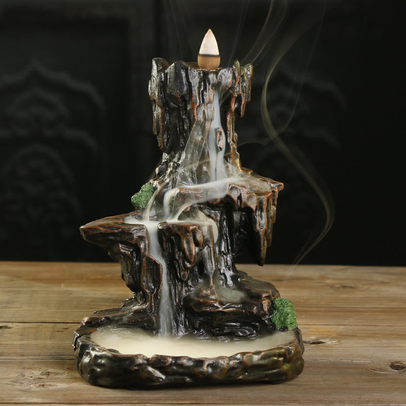 ATELIER-TIBET – Brûleur d’Encens Cascade en Résine – Effet Fumée à Reflux