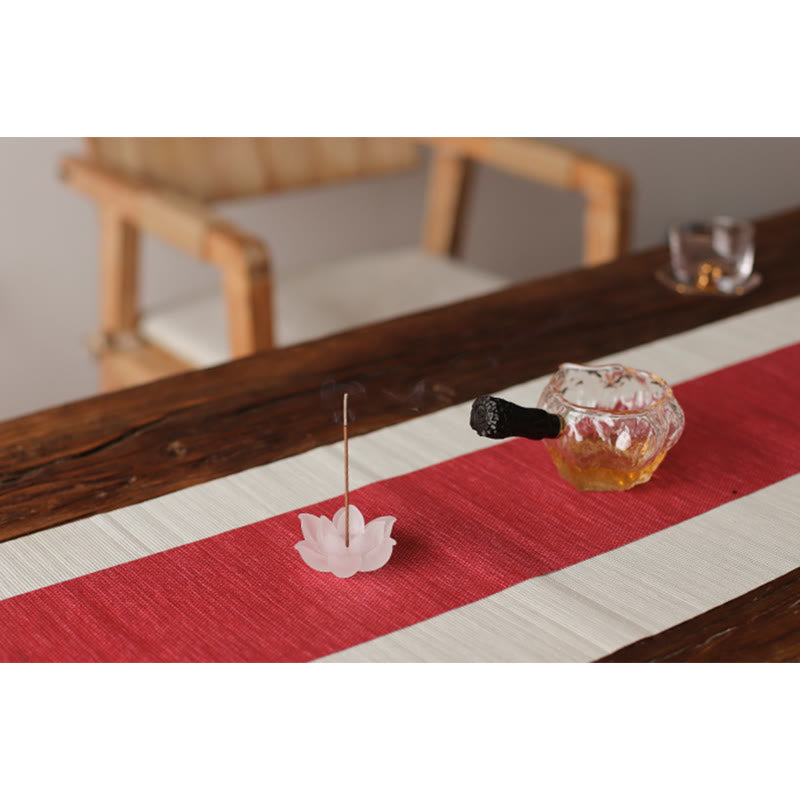 ATELIER-TIBET – Porte-Encens Lotus Blanc en Cristal Liuli – Méditation & Sérénité