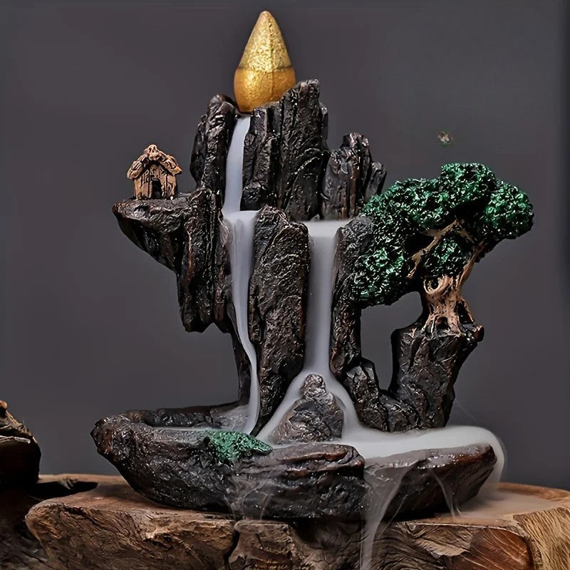 ATELIER-TIBET – Brûleur d’Encens à Reflux Montagne Arbre & Rocher